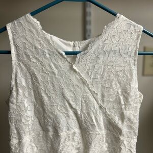 girls size 12 white A-line hem dress with lace overlay and zipper back